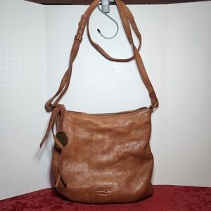 Margot NYC Cognac Brown Leather Crossbody Bag